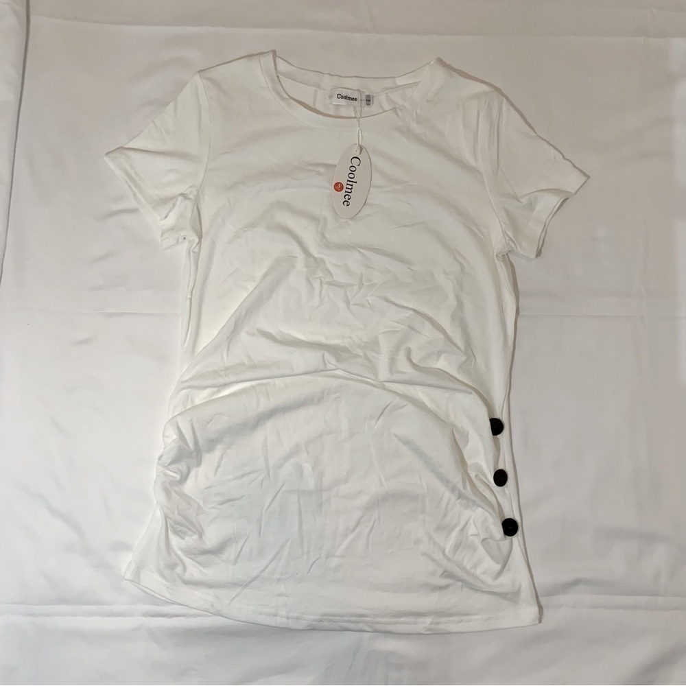 Maternity tops side ruched and‎ button